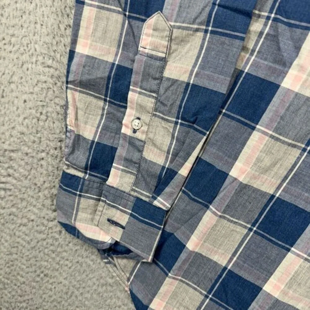 J Crew Shirt Adult Medium Flex Blue Grey Plaid Button Down Slim Fit Mens NEW